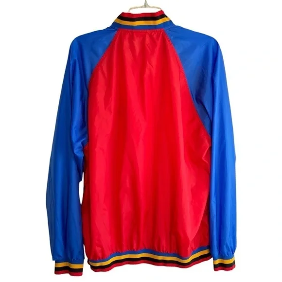 Vintage Puma Mens Large Wind Breaker Track Jacket Snap Button Red Blue Black - Picture 4 of 15